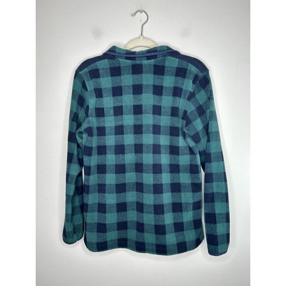 Eddie Bauer Green Navy Plaid Checkered Fleece Pullover Womens Size Large - Picture 6 of 9